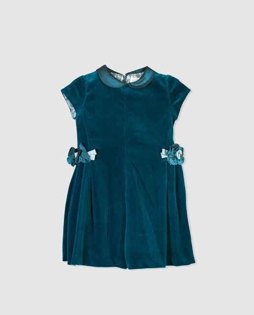 girls blue velvet dress