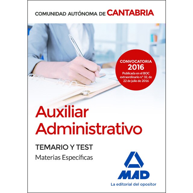 Auxiliar administrativo de la comunidad autónoma de cantabria. Temario y test materias específicas.pdf