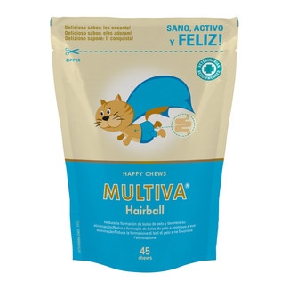 MULTIVA Hairball dermatologische Nahrungsergänzung für Katzen Behälter 45 Einheiten
