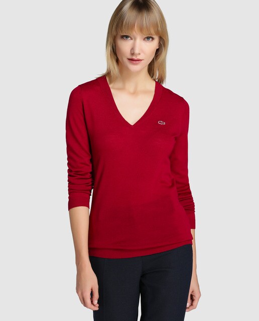 lacoste v neck sweater women's