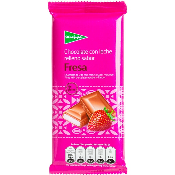 Comprar chocolate con leche relleno sabor fresa sin gluten tableta 100