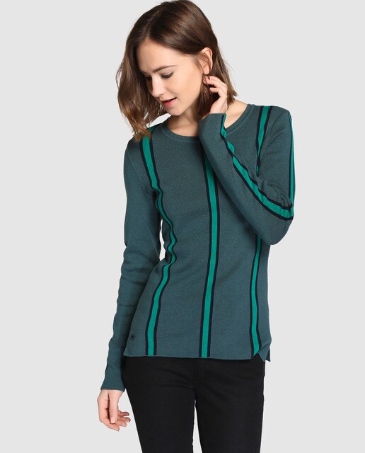 Imprimé Et · À Pull Rayures Longues Manches Lacoste Femme xOqXAO