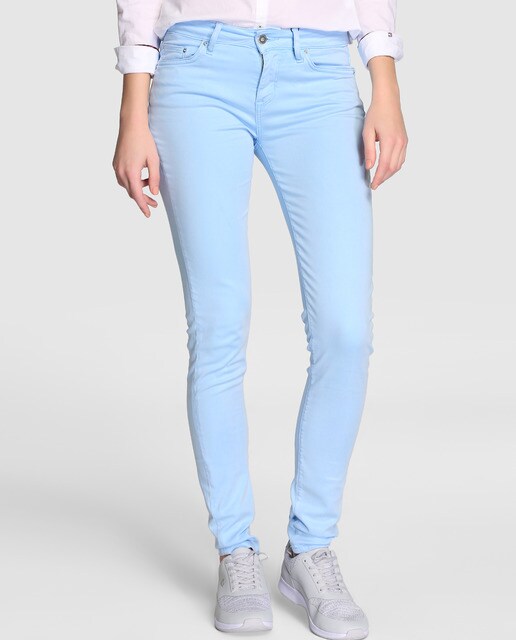 light blue skinny trousers