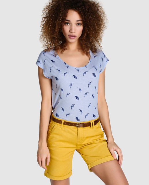 Easy Wear women's mustard Bermuda shorts with belt · Easy Wear