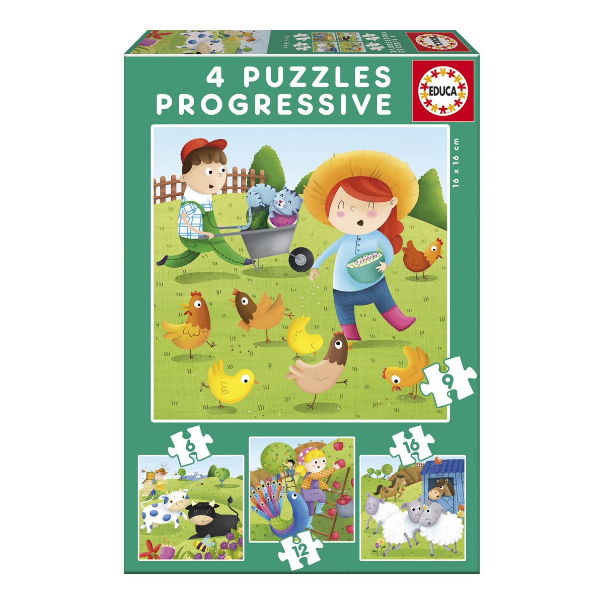 Puzzle progresivo Animales Granja Educa Borrás