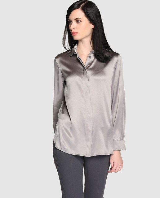 satin grey blouse