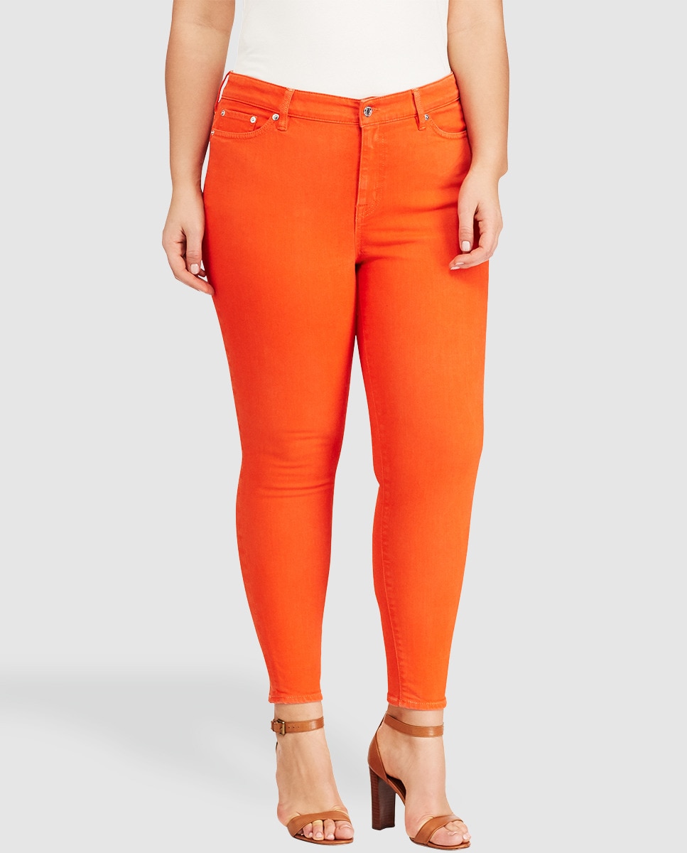 orange skinny jeans