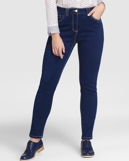 dark blue skinny trousers