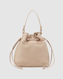 Mala tipo saco em entrançado em cor toupeira