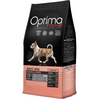 OPTIMA NOVA SUPER PREMIUM SENSITIVE pienso para perros adultos de raza mini con salmón y patata bolsa 8 kg