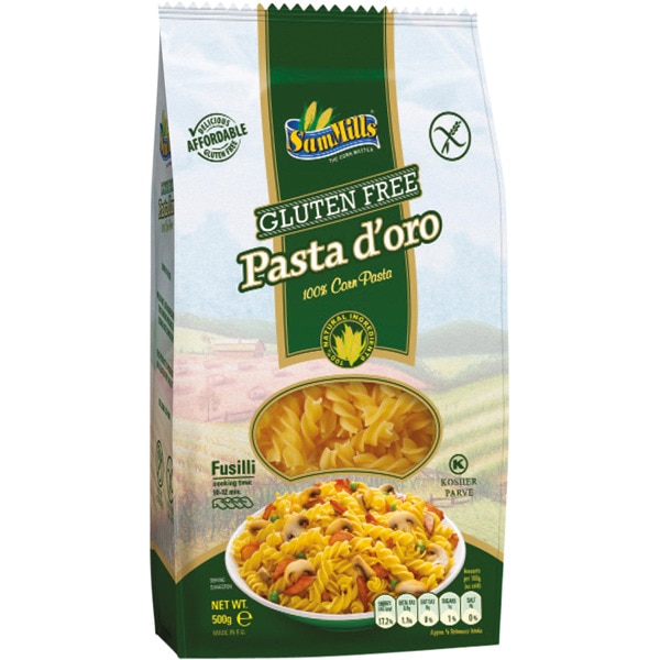 Pasta D'Oro glutenfree corn fusilli bag 500 g · SAM MILLS
