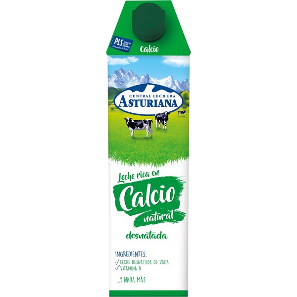 leche desnatada con calcio y vitamina D envase 1 l · ASTURIANA