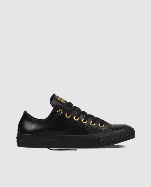 converse de cuero negras mujer