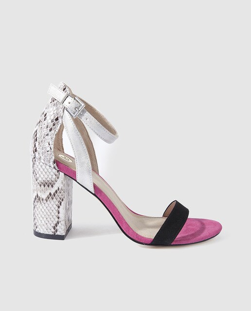 piel de Strada multicolor La Strada mujer La Sandalias fucsia tacón de de qzdxx7IwH