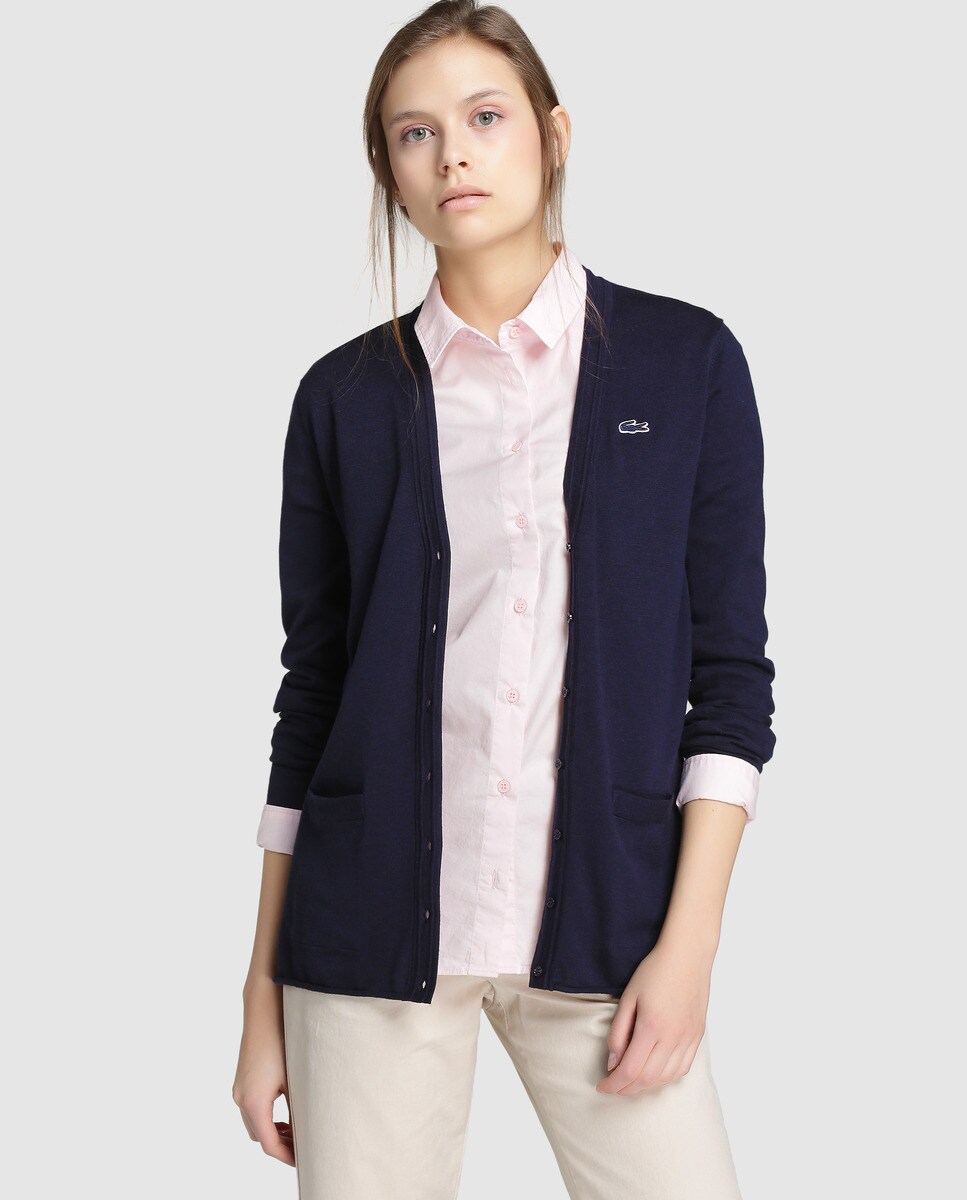 lacoste wool cardigan