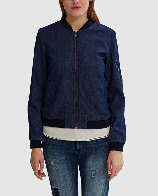 · Bomber Jean Corte En Esprit El Femme Blouson Mode Inglés fqw4Zxw