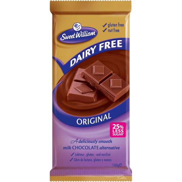 Dairy Free milk chocolate, glutenfree, lactosefree and with 25 less