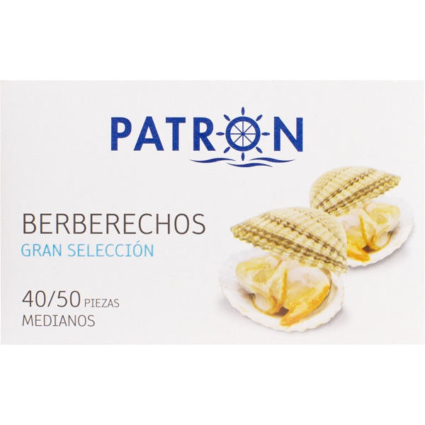 PATRON berberechos al natural gran selección 40-50 piezas lata 63 g neto escurrido