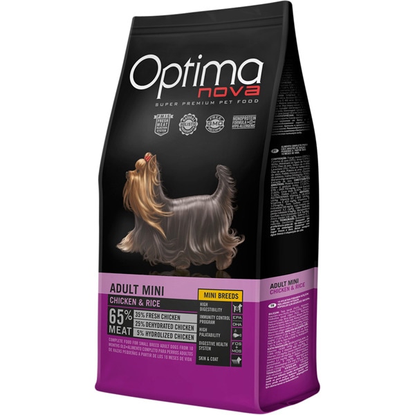 SUPER PREMIUM MINI BREEDS Trockenfutter für erwachsene Mini-Rassehunde mit Huhn und Reis Tasche 2 kg