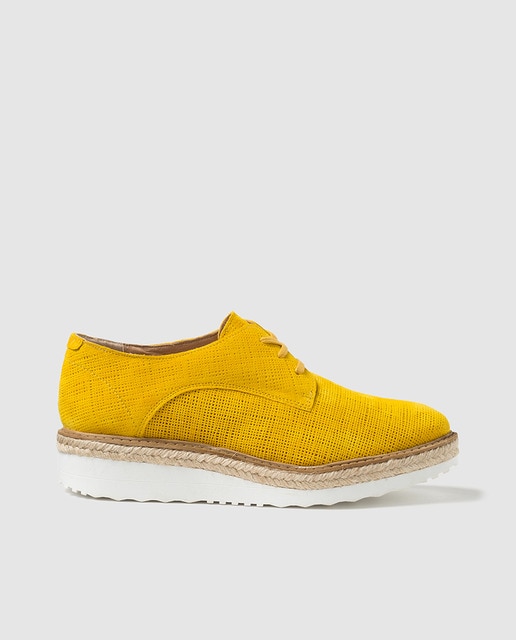 yellow lace up shoes