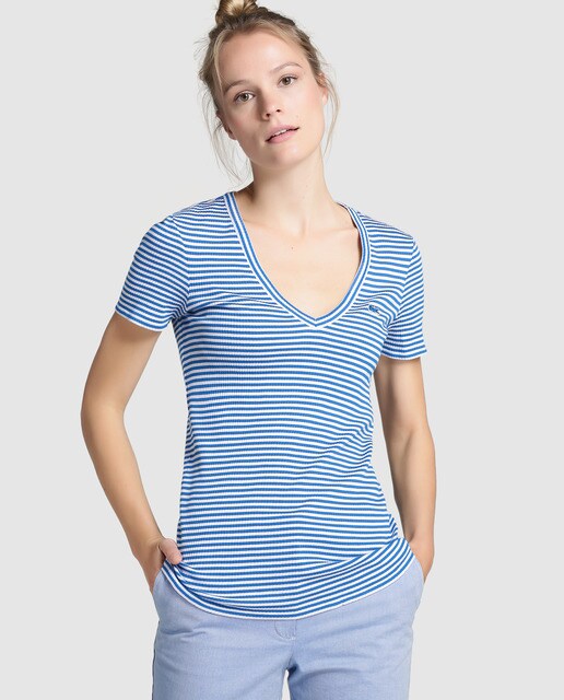 t shirt lacoste col v femme