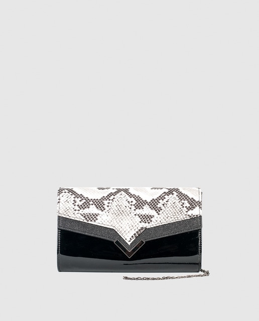 black patent leather envelope clutch