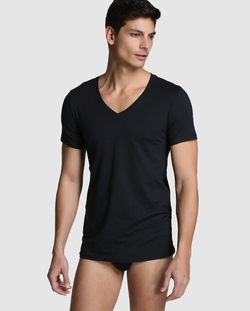 camiseta interior hombre algodon