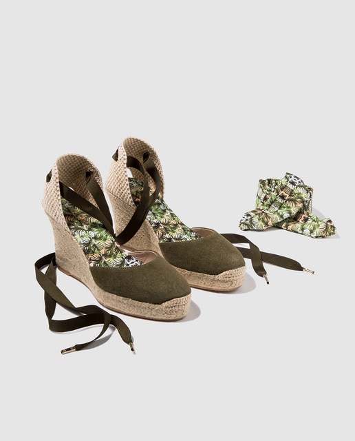 espadrilles compensées vertes