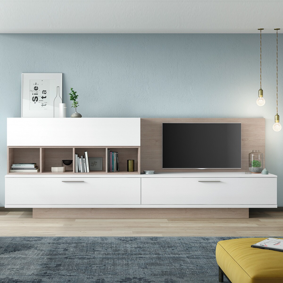 Mueble de salón en roble y blanco Chicago El Corte Inglés · Hogar · El