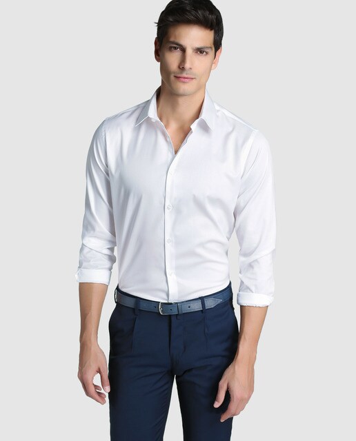 plain white slim fit shirt
