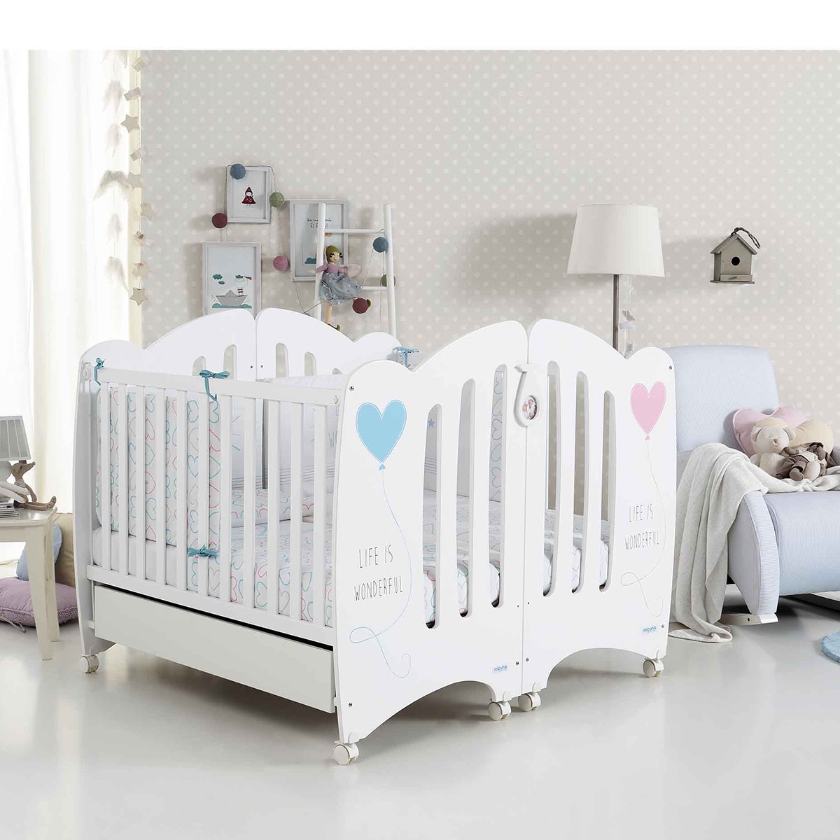 Kit para Gémeos para Berço - 120x60 cm Branco-9
