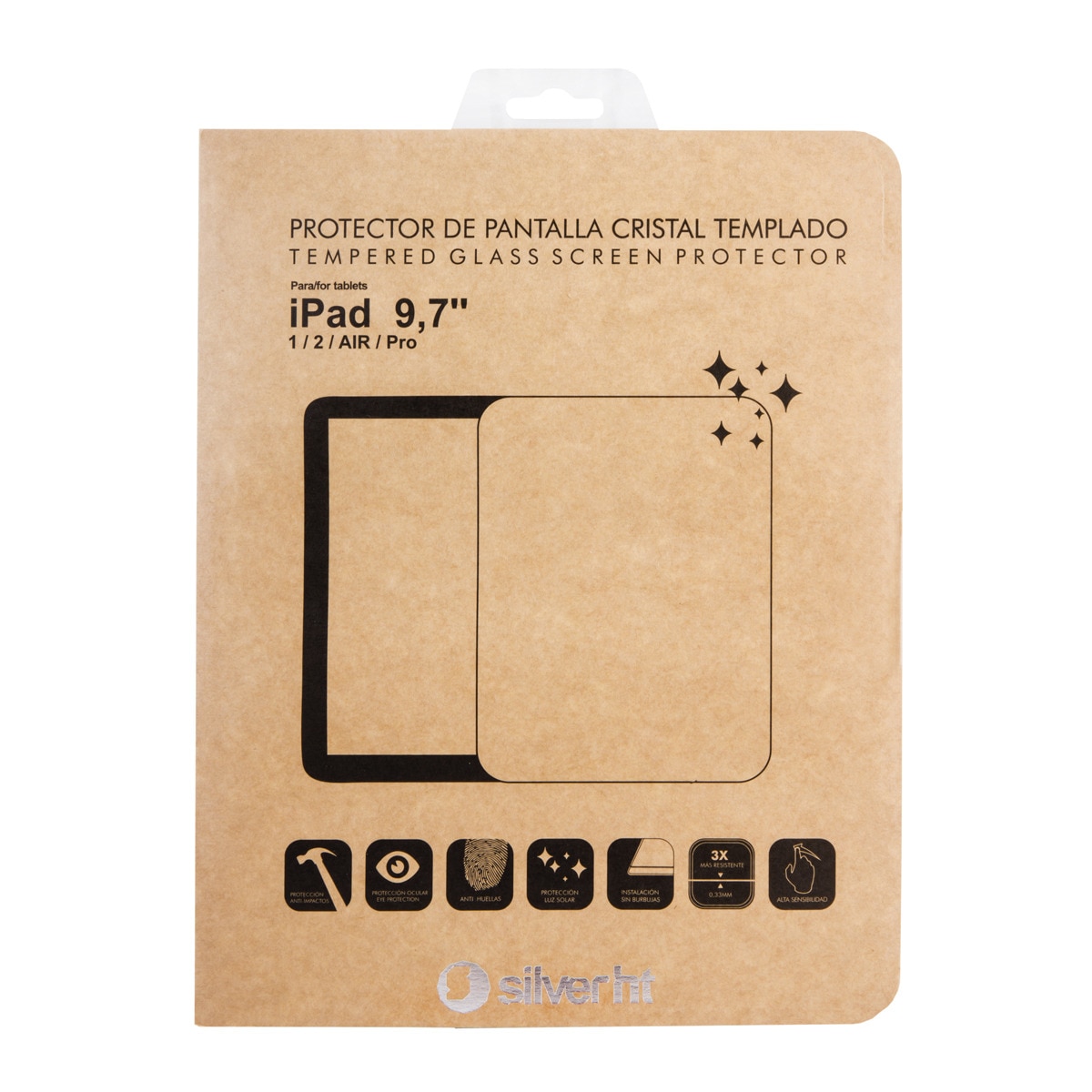 Protector de Pantalla SilverHT de Cristal Templado para iPad 1 / 2 / Air / Pro