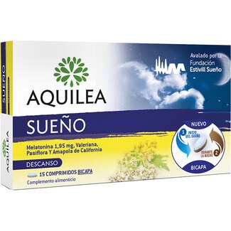 AQUILEA Sueño two-layer tablets for relaxation box 15 tablets with valerian, passiflora and Californian poppy