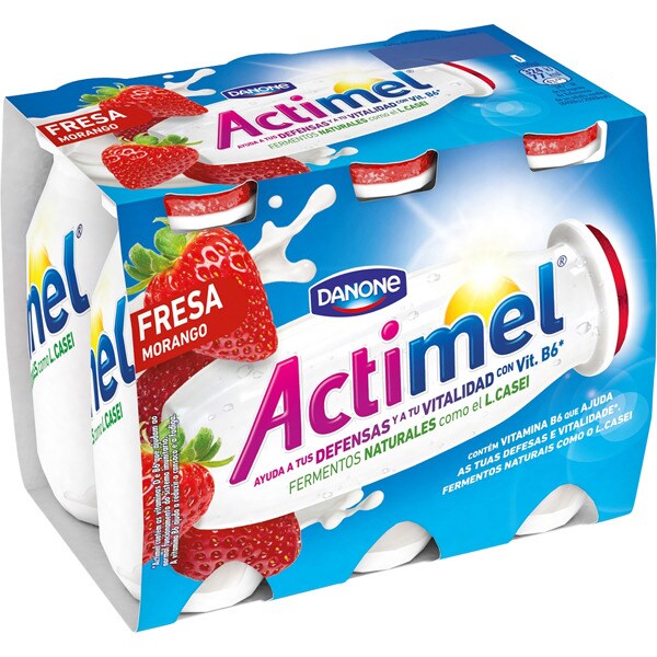 yogur líquido sabor fresa sin gluten pack 6 unidades 100 g · DANONE