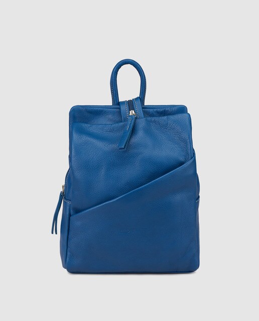 En Mujer Grabado Azul De Con Marca La Piel Mochila zwERv