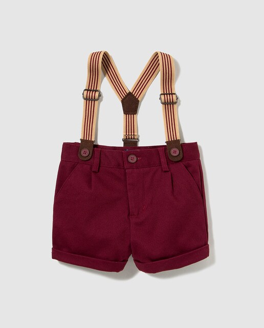 Short Bebe Garcon Tizzas Bordeaux A Bretelles Mode El Corte Ingles