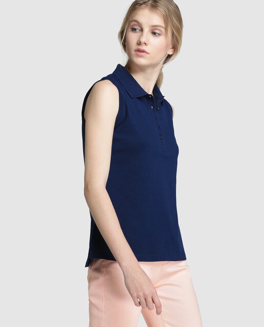 women's sleeveless pique polo shirts