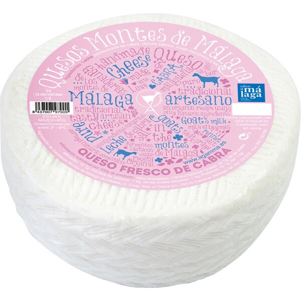 MONTES DE MALAGA queso fresco de cabra peso aproximado pieza 500 g