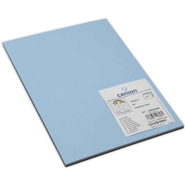 Pack, 15 Hojas A4, Cartulina IRIS 185g Canson Azul Cielo