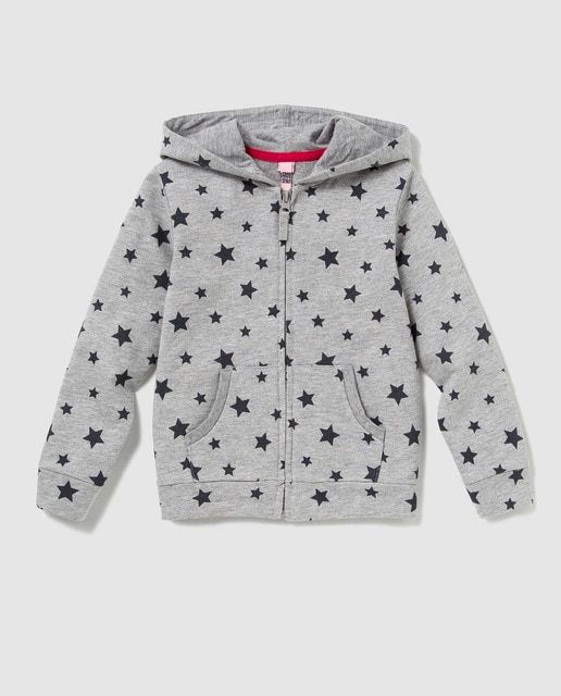 grey sweatshirt with stars