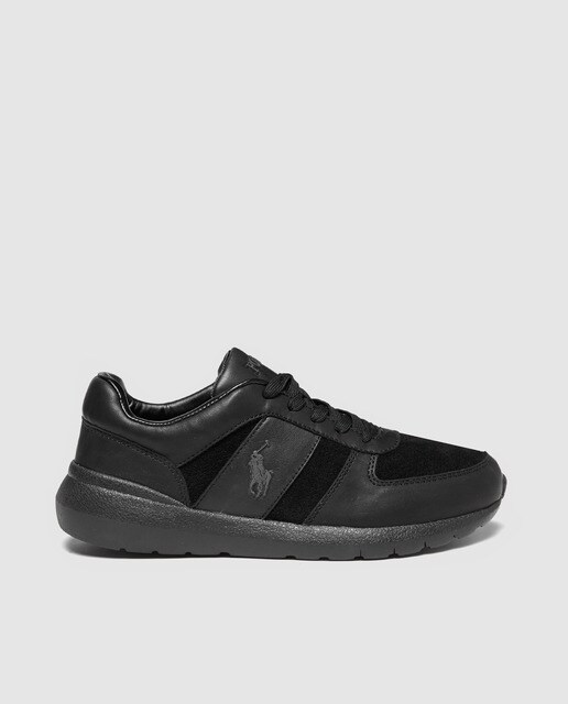 ralph lauren black leather trainers