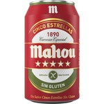 MAHOU 5 ESTRELLAS cerveza rubia sin gluten lata 33 cl