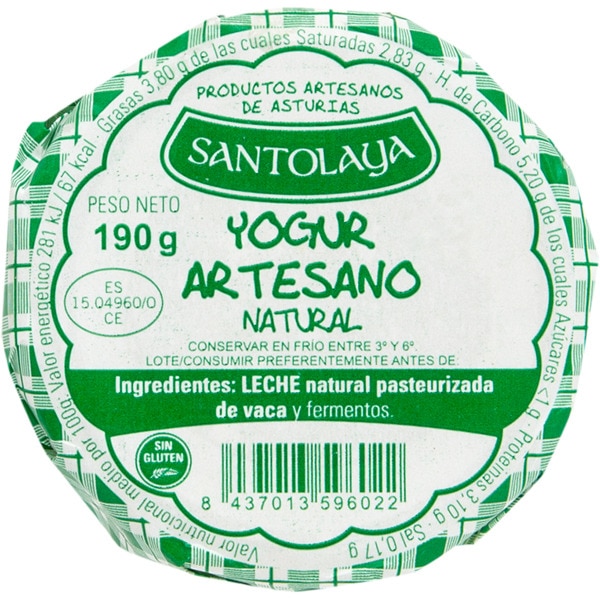 SANTOLAYA yogur natural artesano tarro 190 g