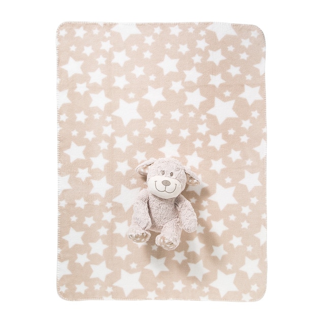 Cotton Juice Baby Home beige stars blanket + free puppy soft toy · Babies · El  Corte Inglés