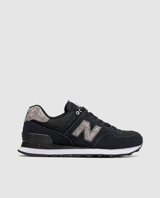 new balance black suede trainers