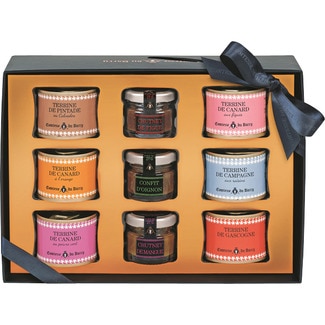 COMTESSE DU BARRY paté surtido variado 6 latas + chutney surtido variado 3 tarrinas estuche 501 g