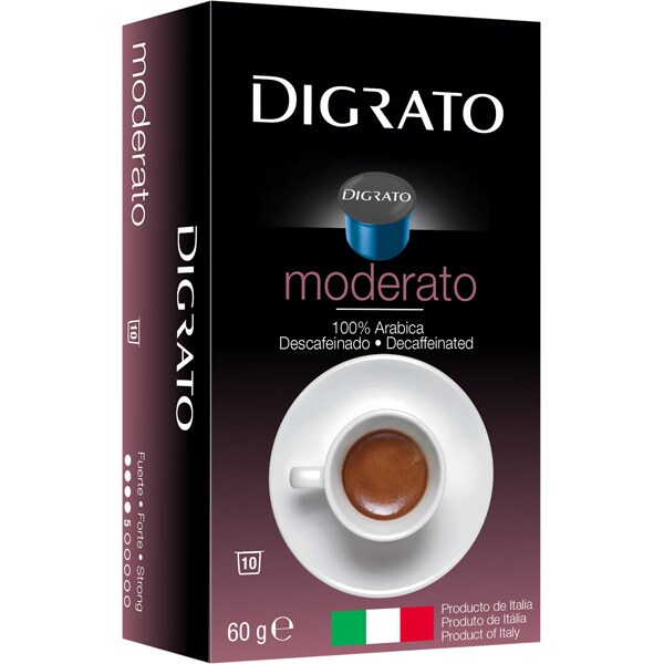 Comprar Moderato café descafeinado fuerte 100% arábica intensidad 6 estuche  10 cápsulas · DIGRATO · Supermercado El Corte Inglés