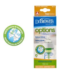 Biberón Dr. Brown's Options+ Boca Ancha 150 Ml - Sistema Anticólicos Para Bebés