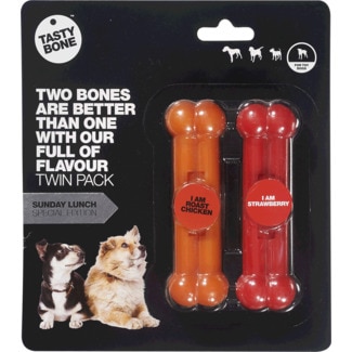 Tasty Bone Ossos para Cão Mini com Sabor a Frango e Morango embalagem 2 unidades