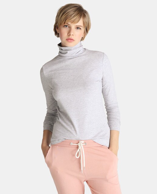 camisetas cuello alto mujer algodon